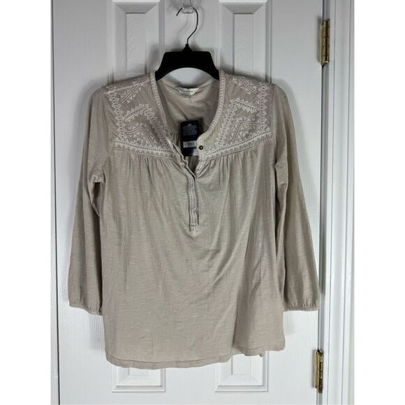 Nwt Lucky Brand Womens Tan Blouse Size M - Picture 1 of 4